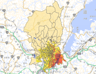 黄檗断層震度分布マップ