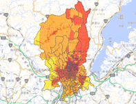 琵琶湖西岸断層震度分布マップ