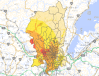 亀岡断層震度分布マップ